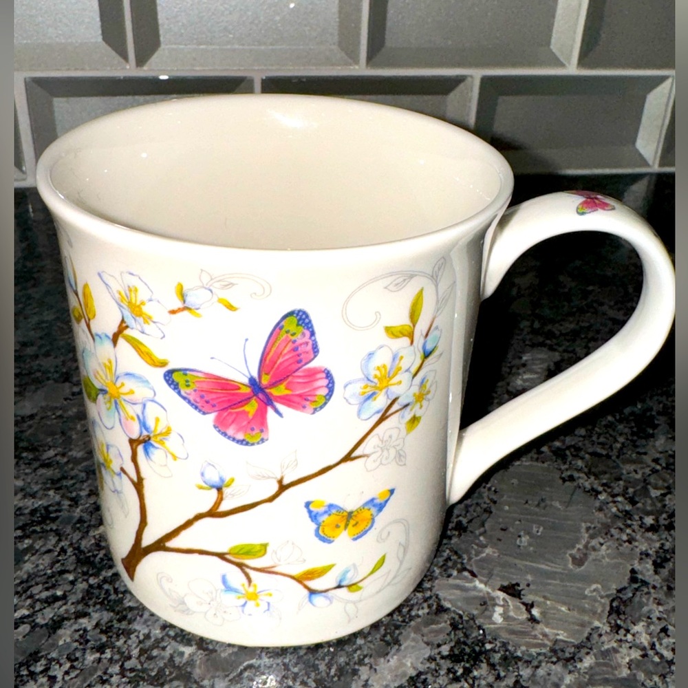 Spring Dogwood Butterflies Porcelain Mug by Burton and Burton